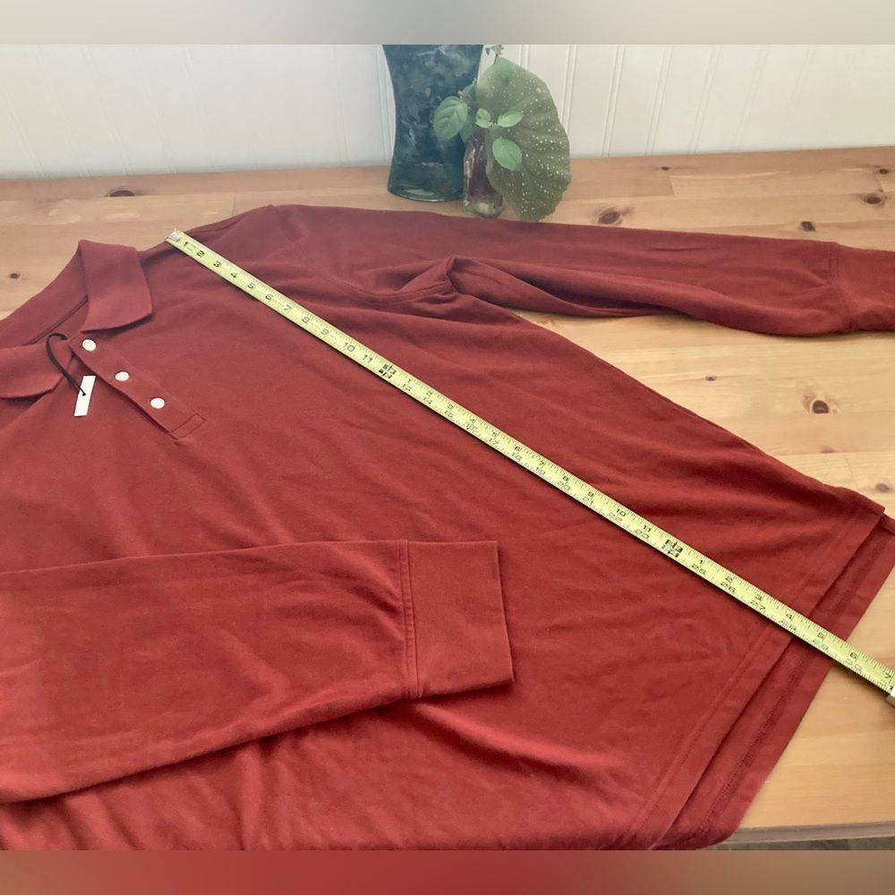 Goodfellow & Co Rust Long Sleeve Polo Shirt Size XL New With Tags - Picture 5 of 8